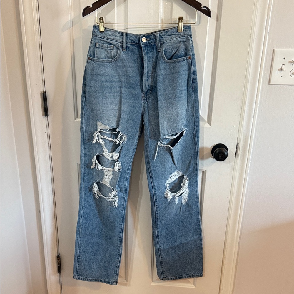 Cello Light Blue Distressed Relaxed Jeans